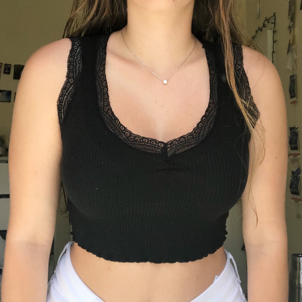 Black Lace Trim Tank